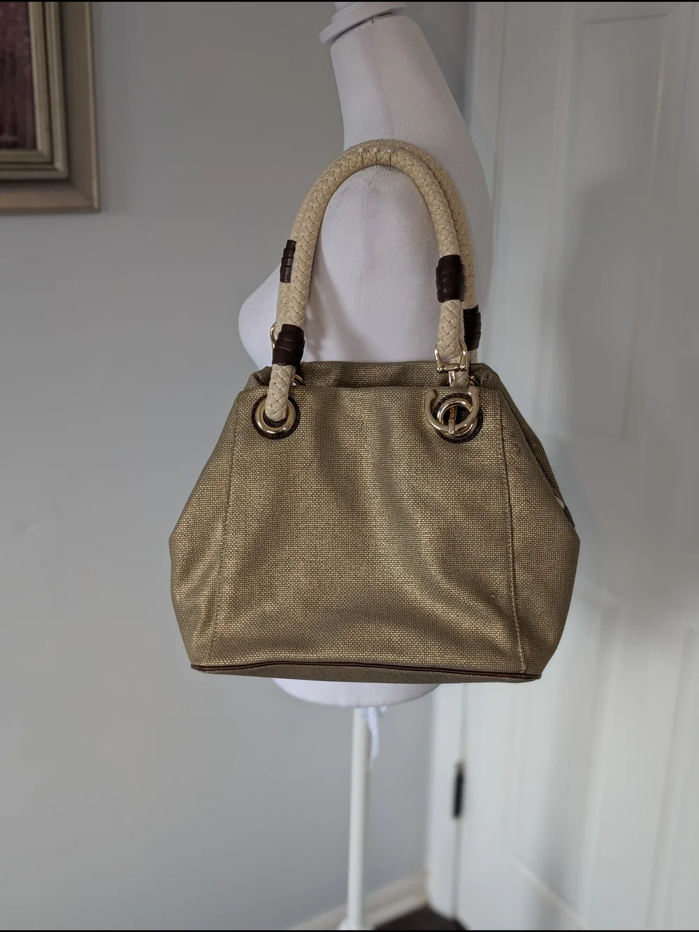 Michael Kors Gold Metallic Tote with Rope Handles